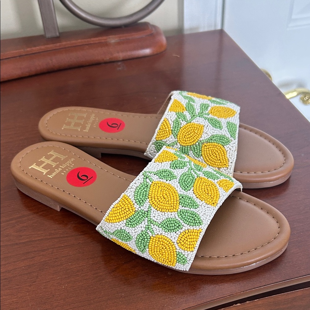 Haute Hippie Yellow and Green Beaded Sandals